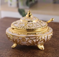 الشمال مطلية بالذهب المعادن التوابل جرة نحت زهرة ا...