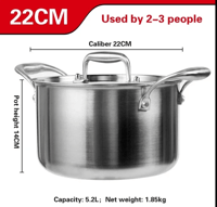 وعاء حساء سميك غير لاصق فولاذ مقاوم للصدأ بخار منز...