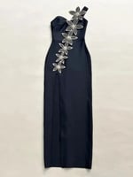 فستان طويل منقسم بالألماس بلا أكمام ، مثير بكتف وا...