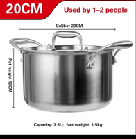 وعاء حساء سميك غير لاصق فولاذ مقاوم للصدأ بخار منز...