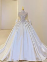 الحلو ساحة طوق الساتان فستان الزفاف ، حجم كبير ، م...