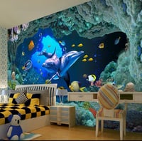 مخصص 3D صور خلفيات تحت الماء العالم جدار اللوحه خل...