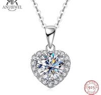 اللون القلب مويسانيتي قلادة 925 فضة 40 + 2 + 3 سنت...