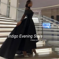 انديجو-فستان حفلة موسيقية طويل للنساء, الجبهة قصير...