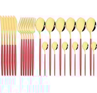 16 قطعة/المجموعة الذهب أواني الطعام مجموعة مرآة ال...