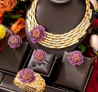 جديد فاخر كبير تألق قلادة أقراط الإسورة خاتم مجموع...