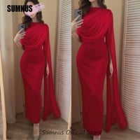 SUMNUS-فستان سهرة بحورية البحر ، رقبة عالية ، كتف...