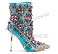ملون جوهرة كريستال ديكور الكاحل أحذية للنساء ، أشا...