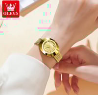 ساعة كوارتز أوليفيس تنجستين ستيل للنساء ، ساعة يد...