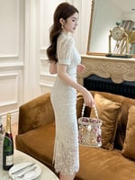 فستان نسائي كوري جديد لعام 2023 من الدانتيل بمنظور...