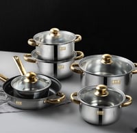 6 قطعة أواني مصنوعة من الفولاذ المقاوم للصدأ مجموع...