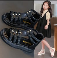 الفتيات صندل بتصميم روماني المفتوحة تو مضفر بلون ع...