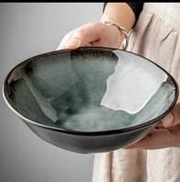 وعاء سلطة مزجج الكراك الجليدي ، وعاء كبير على شكل...