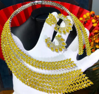 مجموعة مجوهرات هندية وأفارقية فاخرة للنساء ، حفل ز...