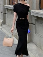 فستان حفلات ميدي بتصميم أنيق وجديد للنساء فستان مث...