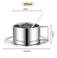 كوب قهوة أنيق مع صحن ، كوب فولاذ مقاوم للصدأ ، إسب...