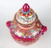 | برطمانات سيراميك صينية مطوية ، نمط زهور وطيور مط...