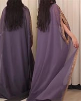 فستان سهرة من قطعتين بأكمام رأس ، خط عنق على شكل ح...