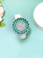 طقم ساعة كوارتز زرقاء Palla عباد الشمس بدقة ، ماس...