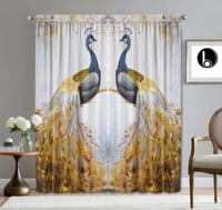 ستائر لتزيين المنزل مع جيب ، طاووس أزرق وأصفر ، مط...