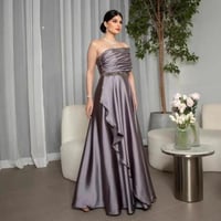 ميريدا فستان رسمي أنيق مكشكش مكشكش من الساتان بكتف...