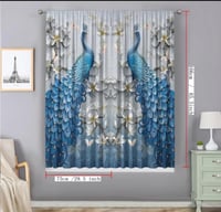 ستائر لتزيين المنزل مع جيب ، طاووس أزرق وأصفر ، مط...