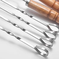 الفولاذ المقاوم للصدأ سيخ الشواء ، مقبض خشبي ، مجم...