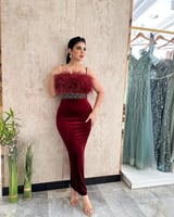 فساتين حورية البحر خمر للحفلات الراقصة ، الخرز بدو...