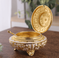 الشمال مطلية بالذهب المعادن التوابل جرة نحت زهرة ا...