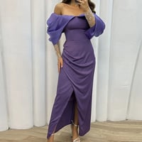 فستان طويل بياقة ساقطة للنساء ، فستان أميرة ، سبلي...