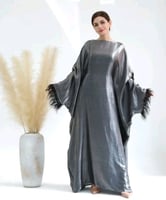 عباية بأكمام ريش للنساء المسلمات فستان عبايات مغلق...