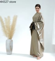 عباية بأكمام ريش للنساء المسلمات فستان عبايات مغلق...