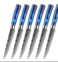 XITUO طاقم سكين لتقطيع شرائح اللحم دمشق نمط الفولا...