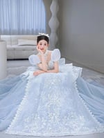 فستان زفاف فاخر للأميرات باللون الأزرق الثلجي 2023...