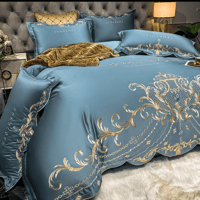 الفاخرة الذهب الملكي التطريز الفراش مجموعة ، السات...