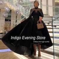 انديجو-فستان حفلة موسيقية طويل للنساء, الجبهة قصير...