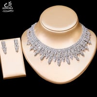 الفاخرة السيدات أقراط زركون قلادة للنساء مجموعة مج...