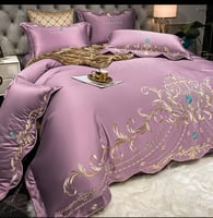 الفاخرة الذهب الملكي التطريز الفراش مجموعة ، السات...