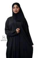 عباية حرير ياباني اسود ونيلي