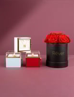 عرض الوردة الدائمة مع سلسال القلبين | بوكس 6 وردات