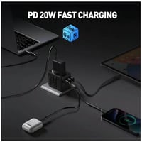 جودا شاحن سفر Tour 20W بثلاث منافذ USB – أسود