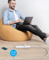 أنكر - توصيلة 3 منافذ طاقة ومنفذين USB ومنفذ PD بق...