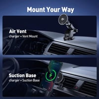 جودا MagQ C1 حامل سيارة مع شحن لاسلكي 15W – أسود