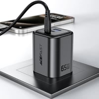 Acefast شاحن GaN بقوة 65W بمنفذين (USB-C + USB-A)