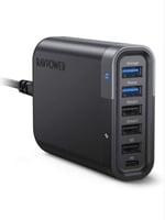 راف باور - شاحن ب 6 منافذ 60w - أسود