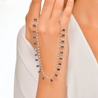 قلادة نسائية فضة عيار 925 بأحجار زيركون زرقاء - قل...