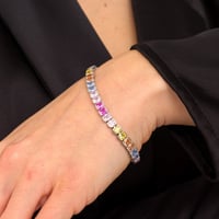 أسوارة نسائية فضة عيار 925 مرصعة بأحجار زركون ملون...