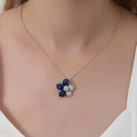 سلسال فضة 925 باحجار زركون الماسية و الزرقاء - سلس...