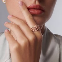 خاتم نسائي فضة عيار 925 مطلي ذهب - خاتم أمواج