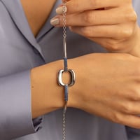 أسوارة نسائية فضة عيار 925 مرصعة بأحجار زركون زرقا...